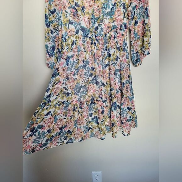 Just Taylor Floral Midi Tiered Dress Smocked Cottagecore Bloomcore Coquette 8 - Picture 10 of 13